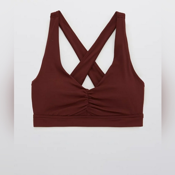 Nwt OFFLINE By Aerie Real Me Ruched Sports Bra, Royal Berry - Picture 1 of 7
